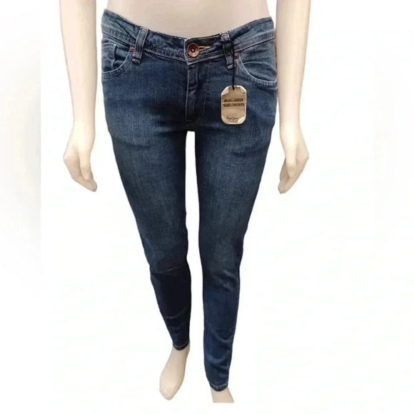 Pepe Jeans Low Rise Skinny Medium Wash Blue Jeans Size 30 - Picture 1 of 12